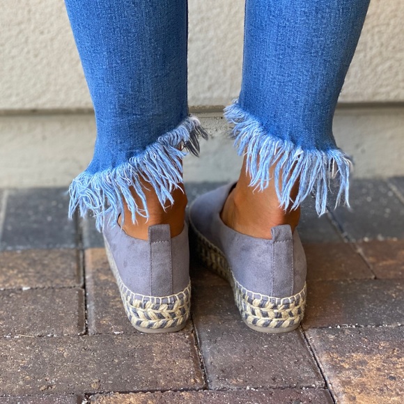 Blue Espadrille Chunky Flatform Slip On Loafers - Picture 7 of 12